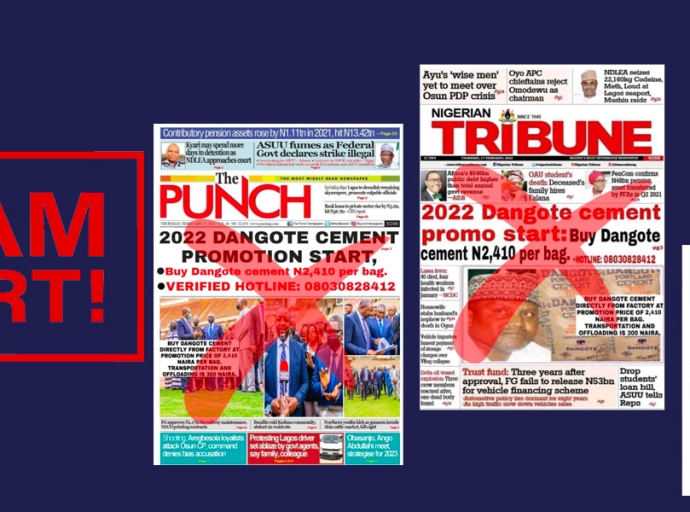 Dangote Group raises alarm over Fake Cement Promo Adverts