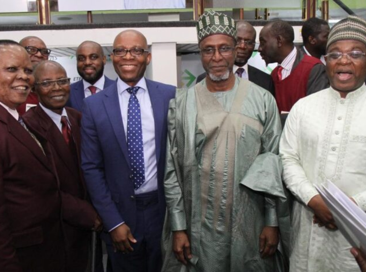 Gregory Jobome, Executive Director, Risk Management, Access Bank Plc in conversation with Balarabe Abbas Lawal, Minister of Environment at the launch of the NGX Impact Board at the Nigerian Exchange... recently.